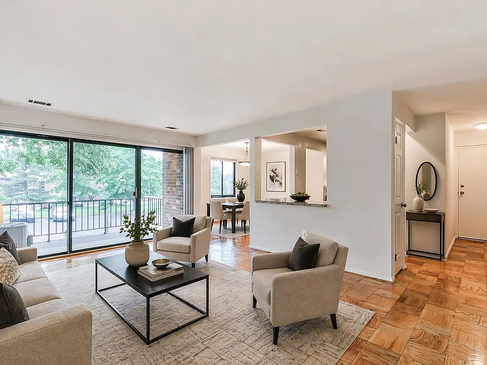 Spacious living room with balcony access