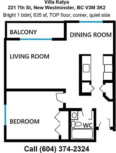Floor plan 1 Bedroom 1 Bed 1 Bath