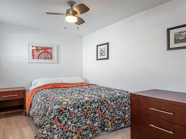 Hotel-quality queen mattress and side table