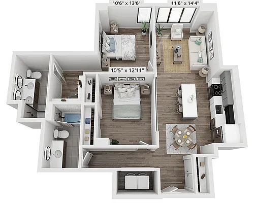 Floor plan Two Bedroom B2L