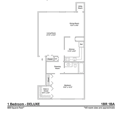 Floor plan 1 Bedroom-D