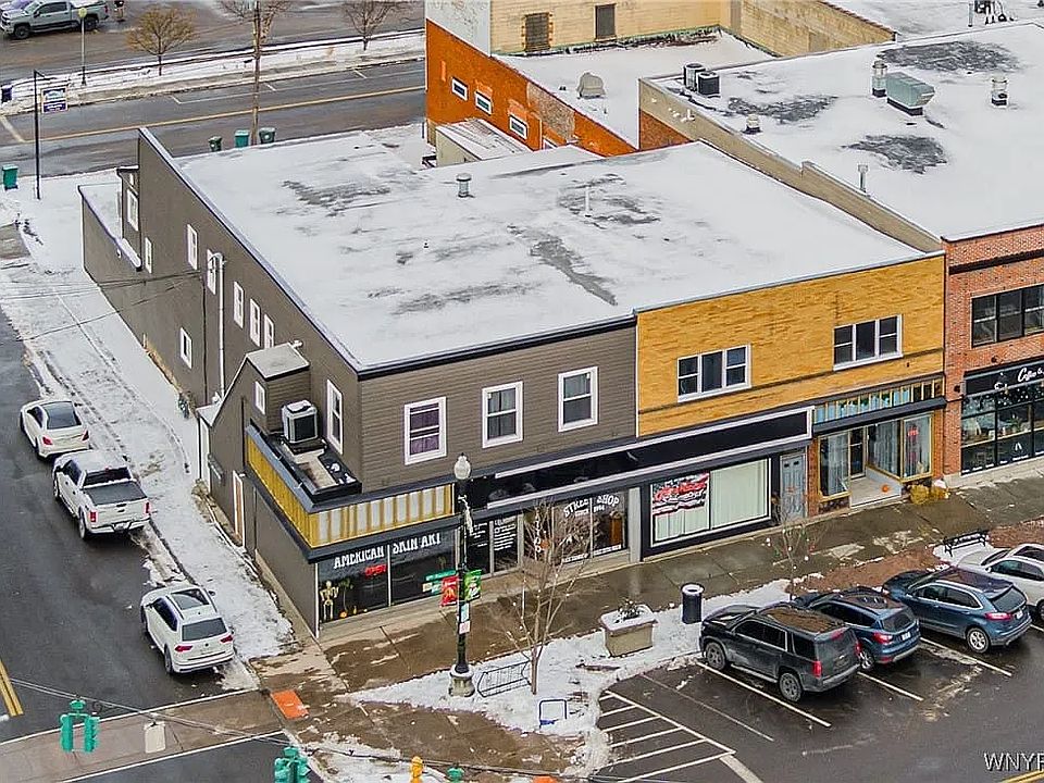 Building, parking lot in the back