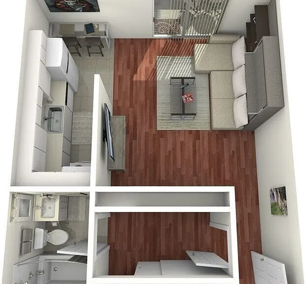 Studio One Bathroom (S2) Floorplan Diagram