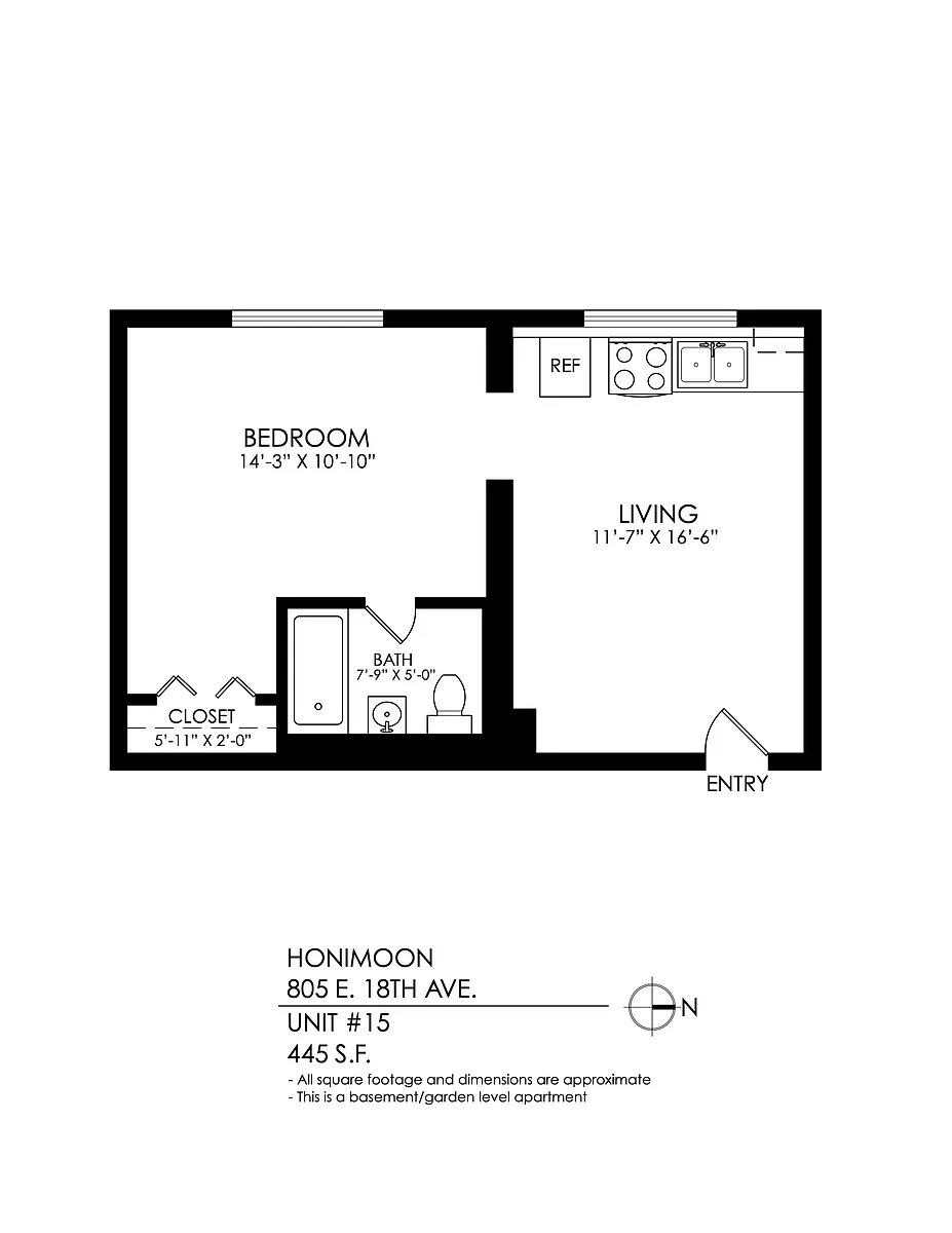 Floor plan 1 Bedroom, 1 Bath