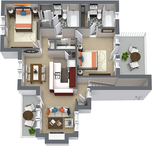 Floor plan B3 Upgraded