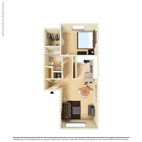 Floor plan Medium 1 Bed 1 Bath
