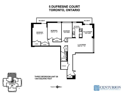 Floor plan 3 Bedroom - Over 1170 Sqft