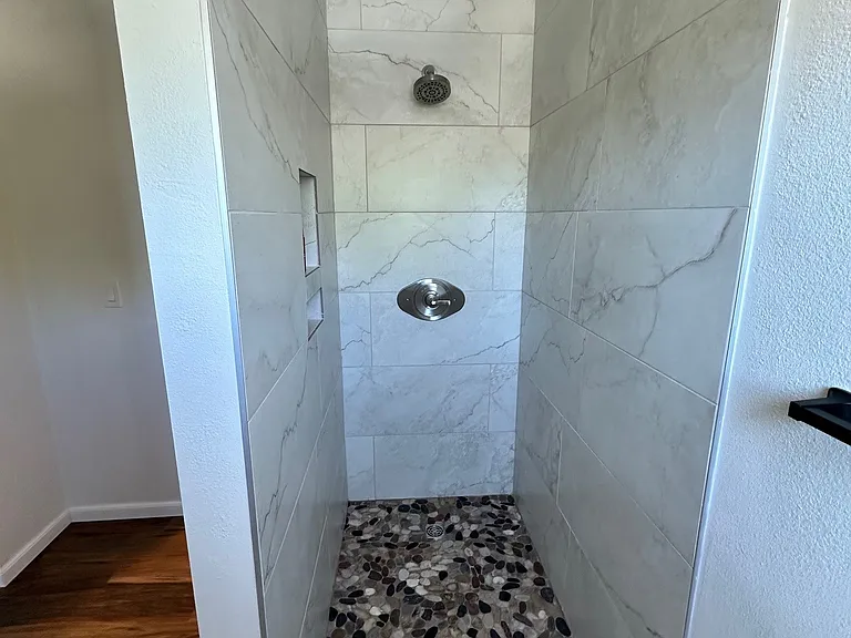New walk in master shower.
