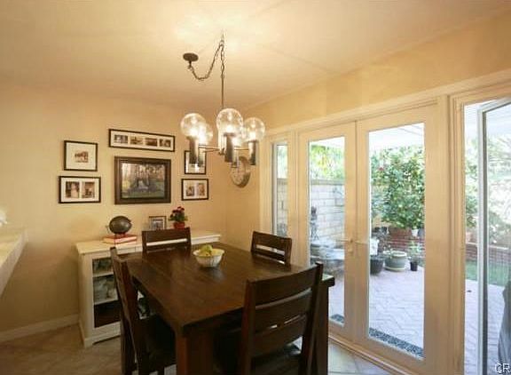Dining area with upgraded French doors leading out onto the pati