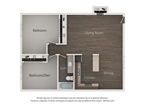 Floor plan 2x1AR - Renovated Evanston