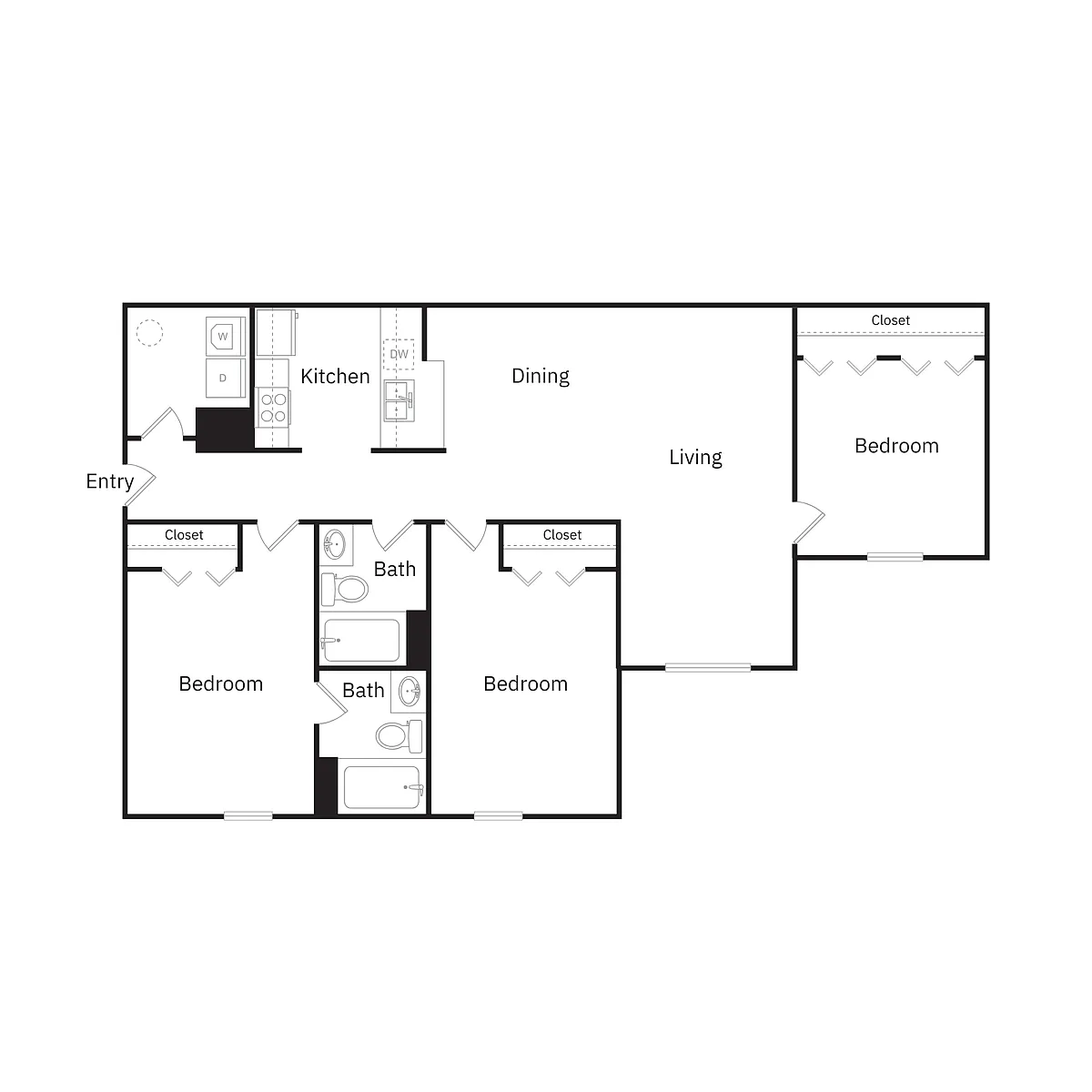 Floor plan C - Three Bedroom Two Bathroom