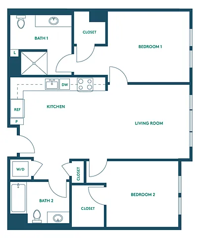Floor plan 2Bed/2Bath C - Signature