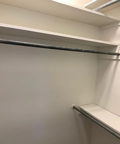 12 feet of hanging rod space and shelving