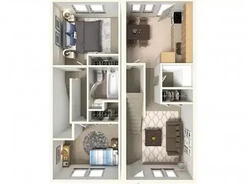 Floor plan 2 Bedroom, 1 Bathroom Townhouse