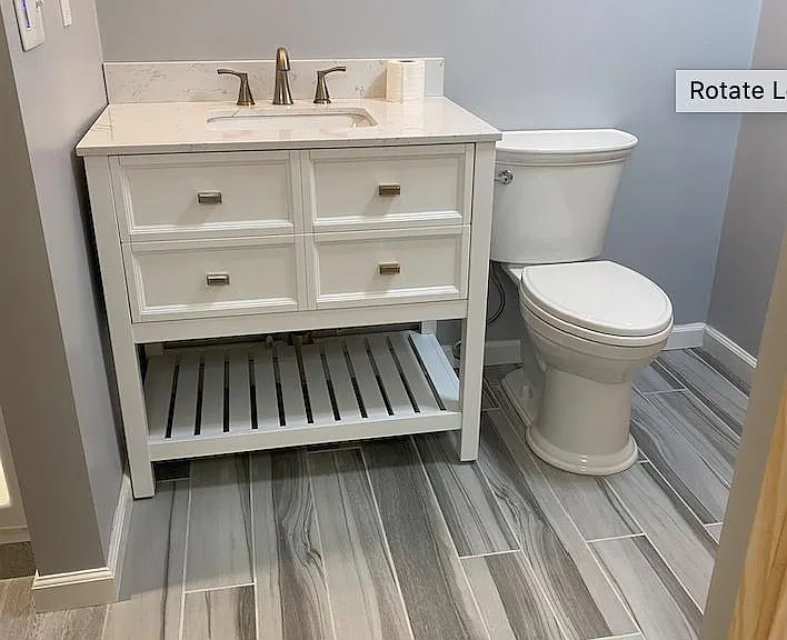 Nice size bathroom, easy to clean and maintain.