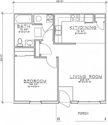 Floor plan 1 Bedroom Unit