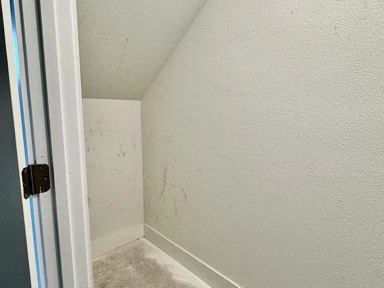 Garage has additional storage area