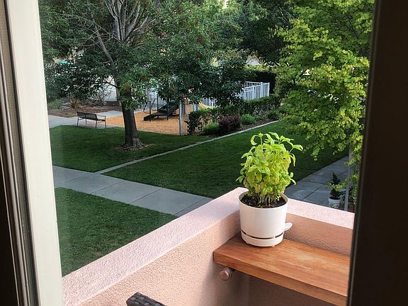 View off kitchen window to community park and pool