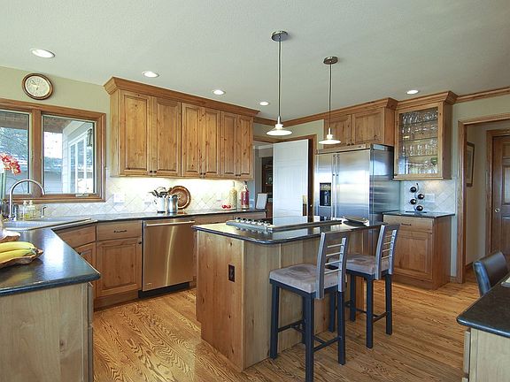 Island is perfect perch for a quick morning bowl of cereal or doing homework