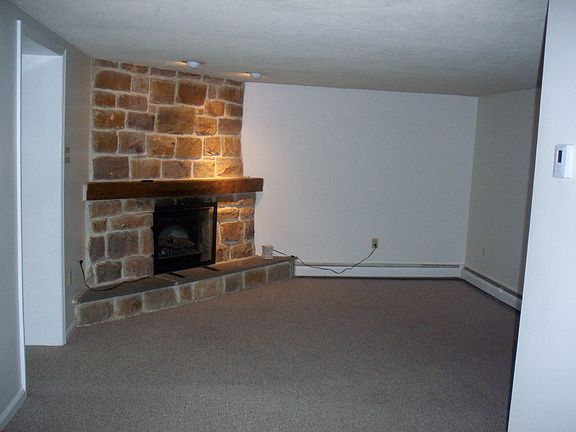 Stone fireplace w/electric insert