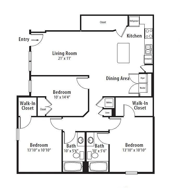 Floor plan 3 BR Designer Courtyard