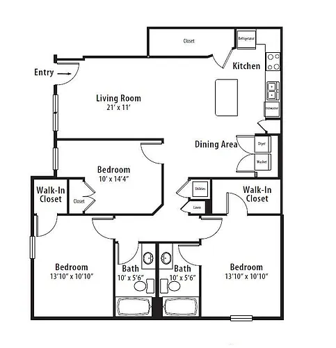 Floor plan 3 BR Designer Courtyard