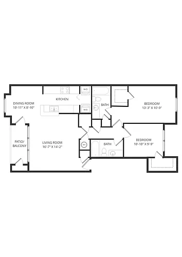 Floor plan 2 Bed / 2 Bath - B3 80% Affordable