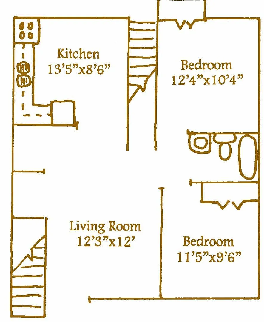 Floor plan 2 Bed 1 Bath