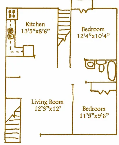 Floor plan 2 Bed 1 Bath