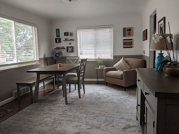 Front room/Dining Room; window overlooks park