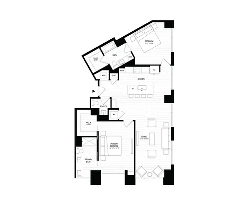 Floor plan 2 Bed/2.5 Bath-B1