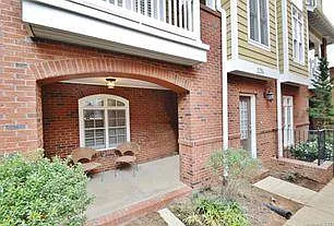 Close up of patio with front door to the right
