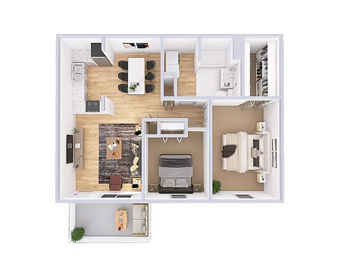 Floor plan 2 Bed, 1 Bath (820 Sq. Ft.)