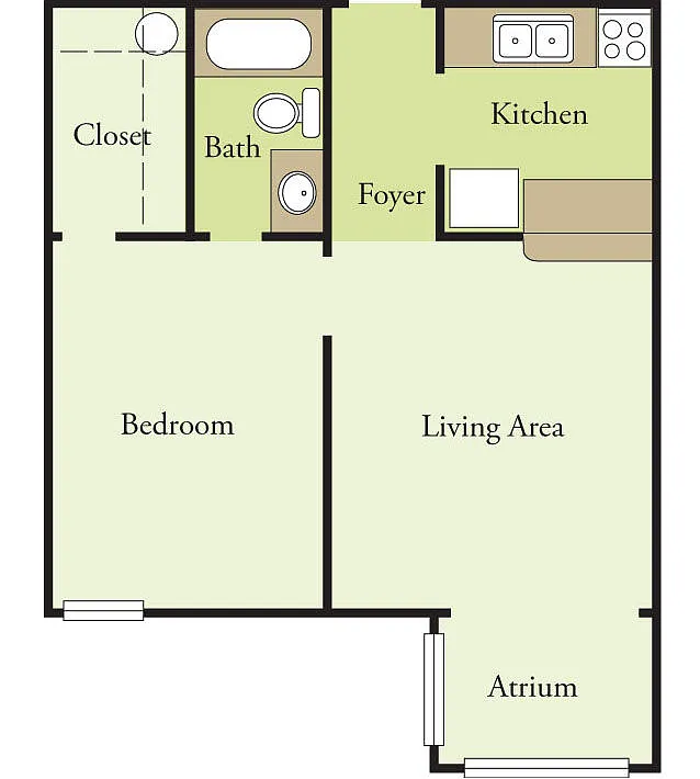 Floor plan One Bedroom One Bath