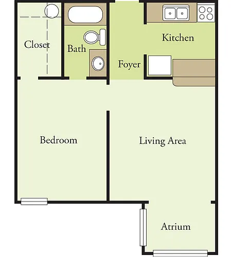 Floor plan One Bedroom One Bath