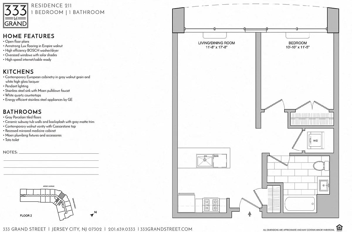 Floor plan 333 GRAND - 1 BEDROOM FLOOR PLAN AH
