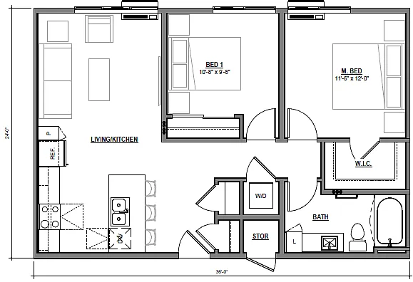 Floor plan 2 Bedroom A
