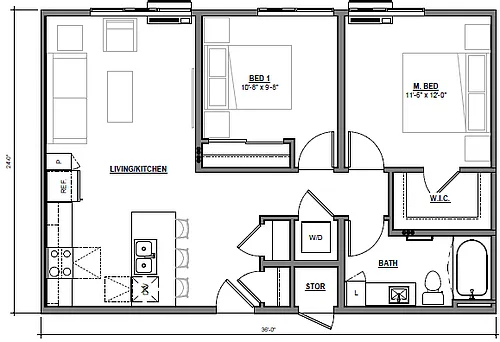 Floor plan 2 Bedroom A