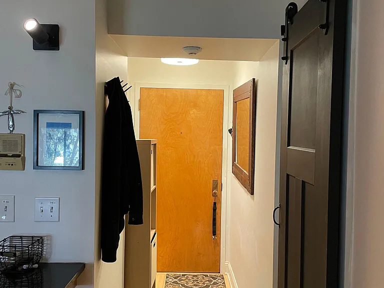 Barn doors for closet and bathroom.