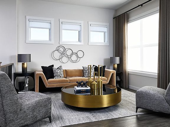 Living room of the York showhome in Rockland Park by Brookfield Residential