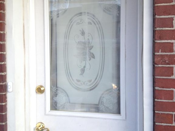 Pretty etched glass front door