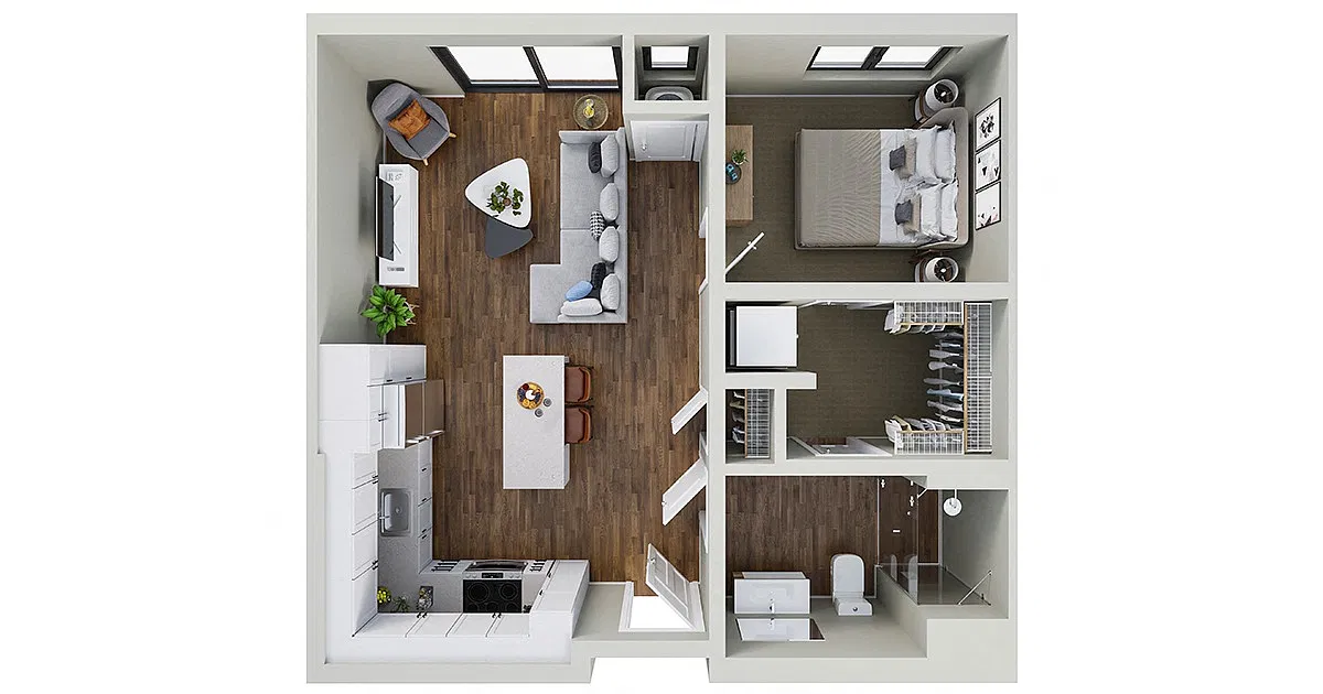 Floor plan Blazing Star - 1 Bedroom 1 Bath (D)