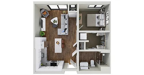 Floor plan Blazing Star - 1 Bedroom 1 Bath (D)