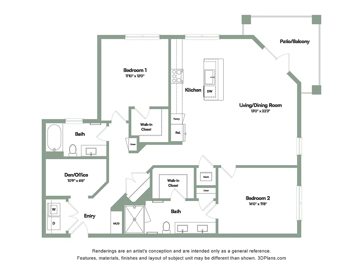 Floor plan The Victory | 2 Bed | 2 Bath