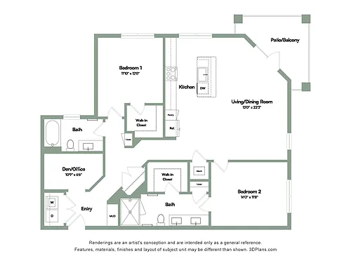 Floor plan The Victory | 2 Bed | 2 Bath