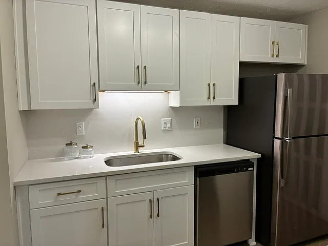 New kitchen with stainless-steel appliances