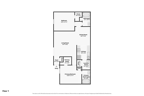 Floor plan 2 Bed 2 Bath