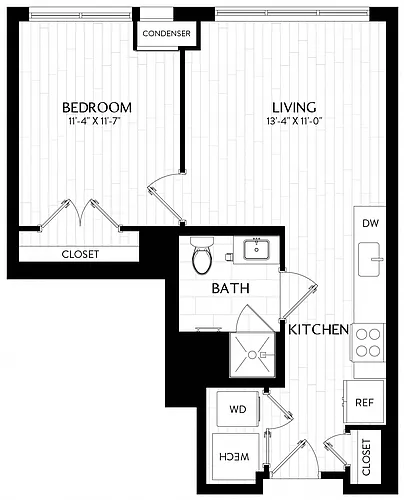 Floor plan 1 Bed/1 Bath-A9M3