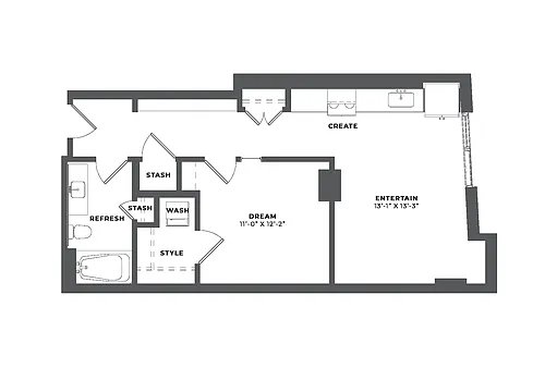 Floor plan 1 Bed/1 Bath-AJ3