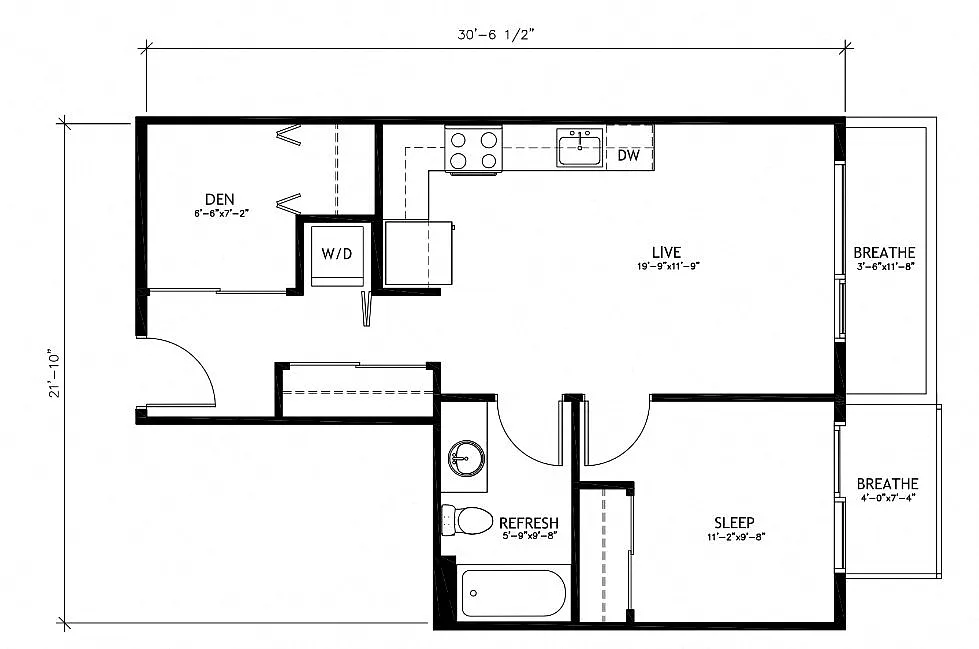 Floor plan 1x1 + Den - C7